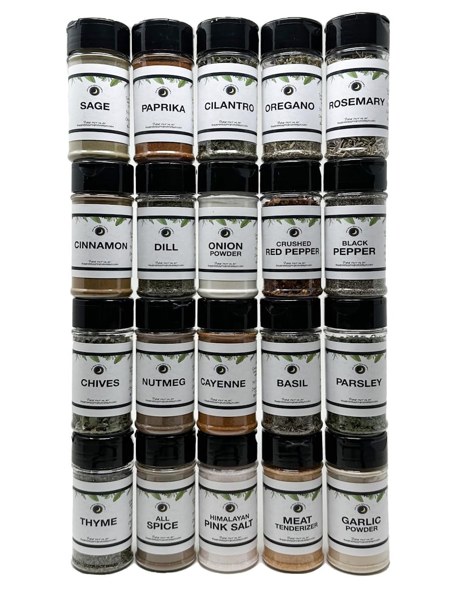 Premium | Basic Pantry Seasoning, Herb, Spice and Seasoned Salt Set | 20 Coun...