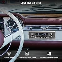 Vista 3 de Bluetooth Retro Radio for Classic Vehicles: Single Din Vintage Stereo for Car - AM FM Tuner USB AUX Input Subwoofer RCA Output