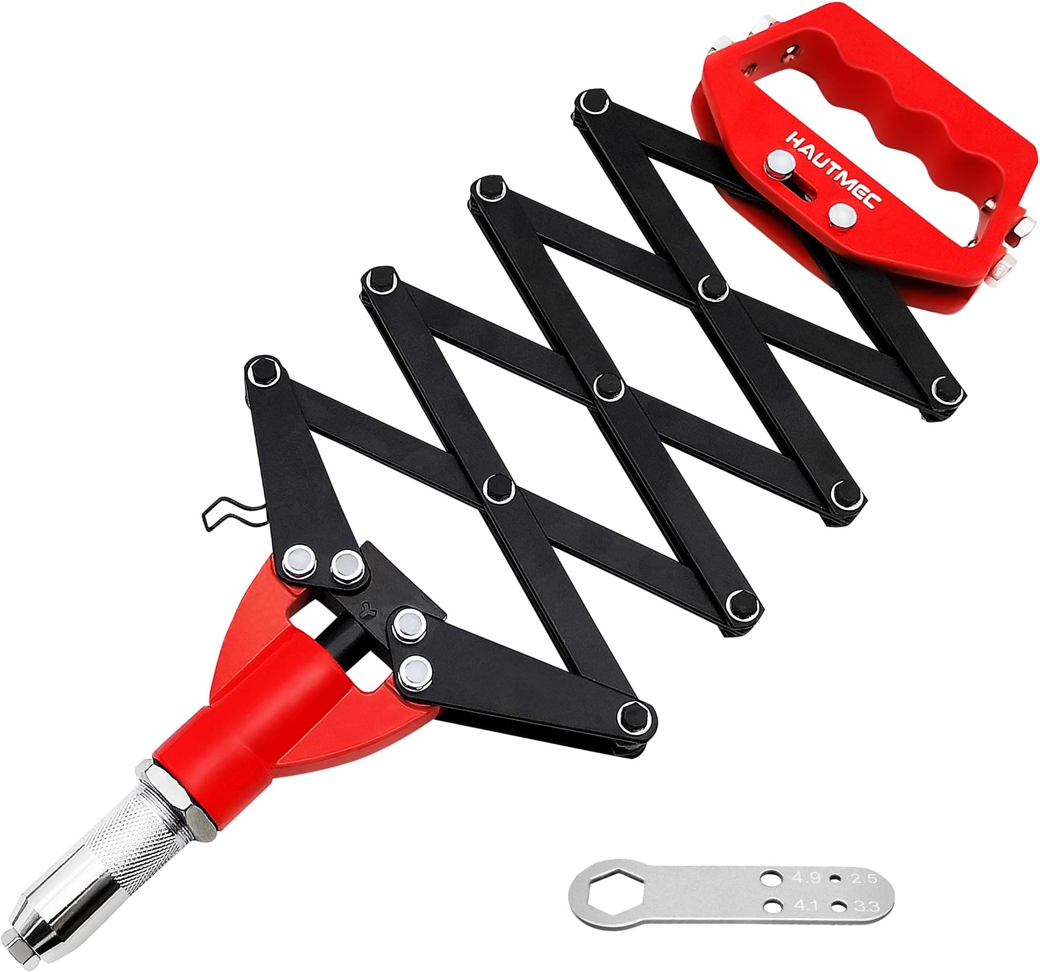 HAUTMEC Expert Heavy-Duty Lazy Tong Pop Riveter, Single pull Action Riveter, Fast Riveting HT0130-HR