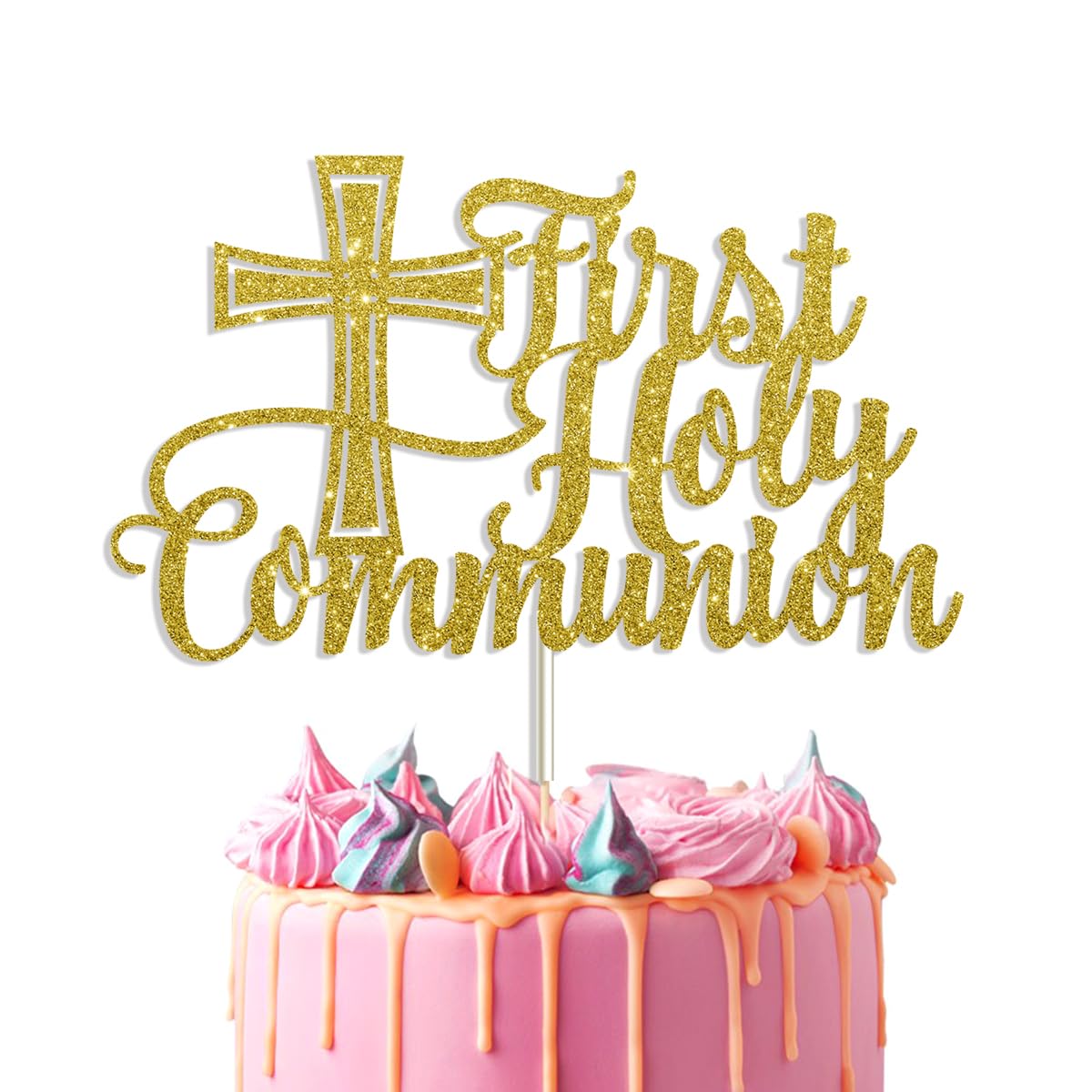 First Holy Communion Cake Topper First Communion Cake Topper 1st Communion Cake Topper My First Communion Cake Topper for Girls Boys First Communion Decorations First Holy Communion Decorations Gold