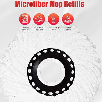 4 Pack Spin Mop Replacement Head for 360 Spin Mop System, Standard Size Round Shape Mop Head Replacement,Spin Mop Refills Replacement Head Microfiber, Machine Washable and Easy Cleaning