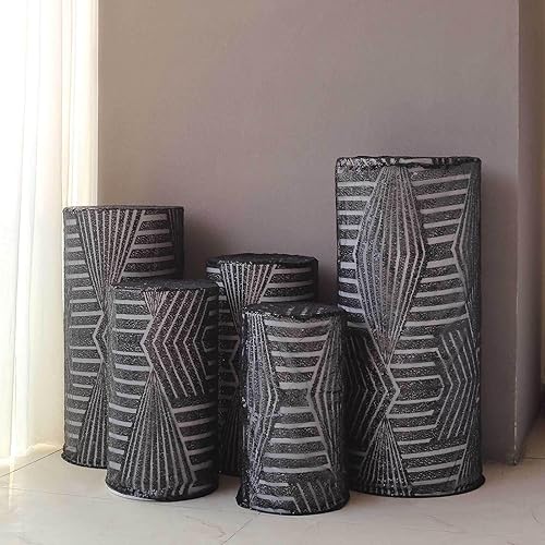 Vista 98 de Efavormart - Juego de 5 fundas de soporte para caja de exhibición cilíndrica de elastano, color negro, fundas elásticas para pilar de pedestal, 160
