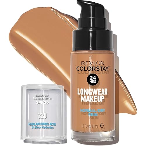Revlon Liquid Foundation, ColorStay Face Makeup for Normal and Dry Skin, Longwear Full Coverage with Matte Finish, Oil Free, 320 True Beige, 1.0 Oz
