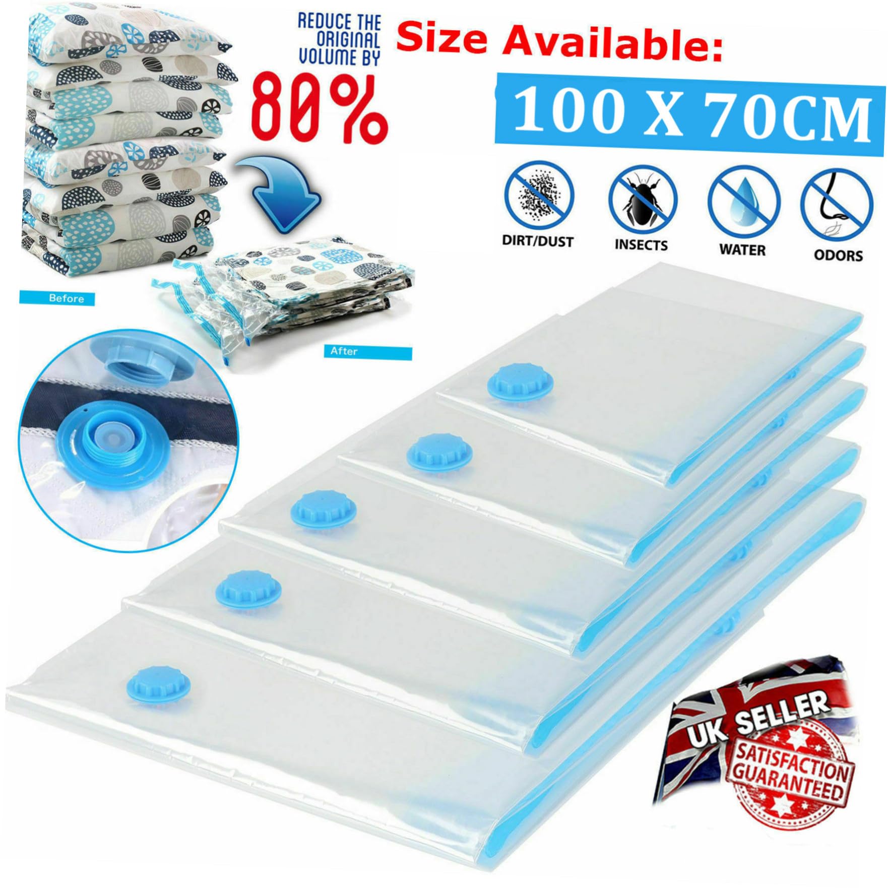 10 Stück Teiliges Wasserdichter Vakuum aufbewahrungsbeutel Platzsparende Kompressionsbeutel aus Umweltfreundlichem Material für Kleidung Bettwäsche und Quilts Faltbare Organizer