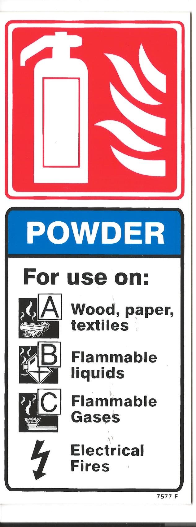 Fsss Ltd Fire Extinguisher Id Rigid Plastic Dry Powder Portrait 80X200mm O/S