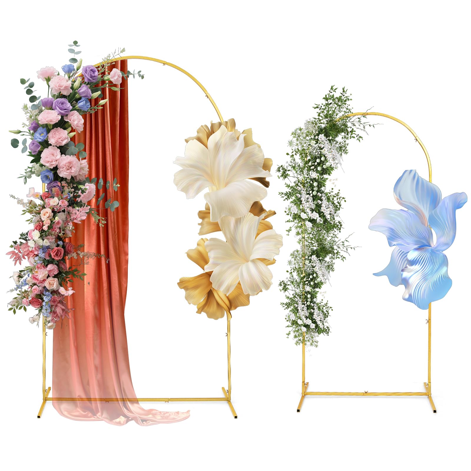 Support d'arche de mariage en métal doré au design épuré de 2,3m