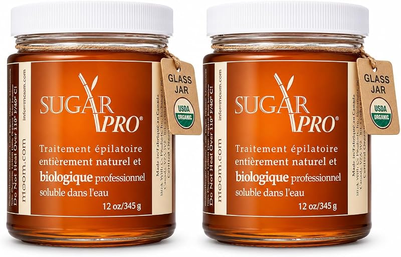 MOOM Sugar Pro Cera de Açúcar Orgânica USDA para Depilação, 12 oz, Pacote com 2