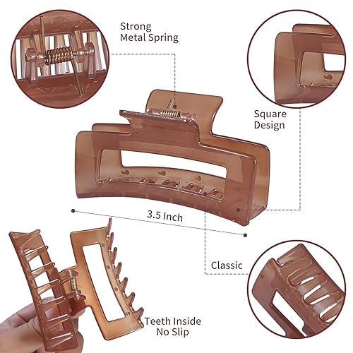 Miniatura 40 de Accesorios para el cabello mediano de 3.5 pulgadas, 12 pinzas cuadradas para cabello grueso y fino, pinzas rectangulares rectangulares