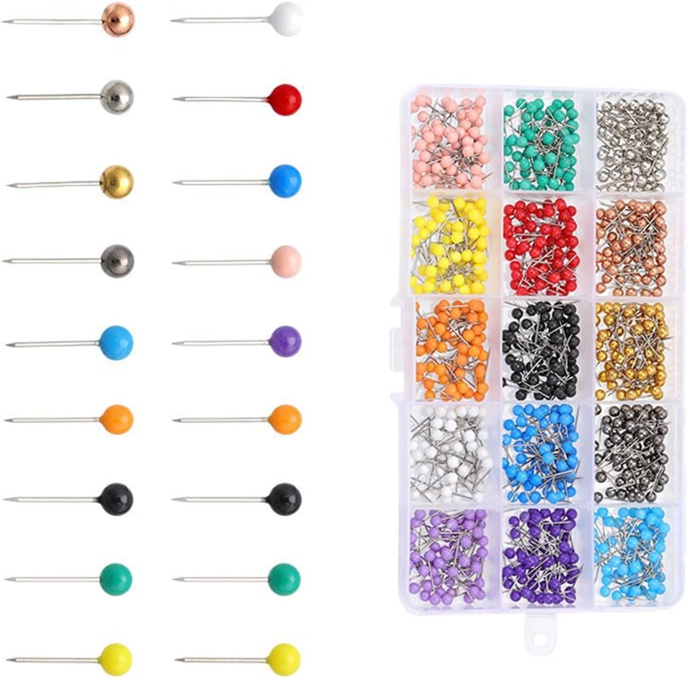 200/500/900Pcs Ball Head Sewing Pins Colored Dressmaking Quilting Positioning Pin for Dressmaker Garment Tailoring Colorful Sewing