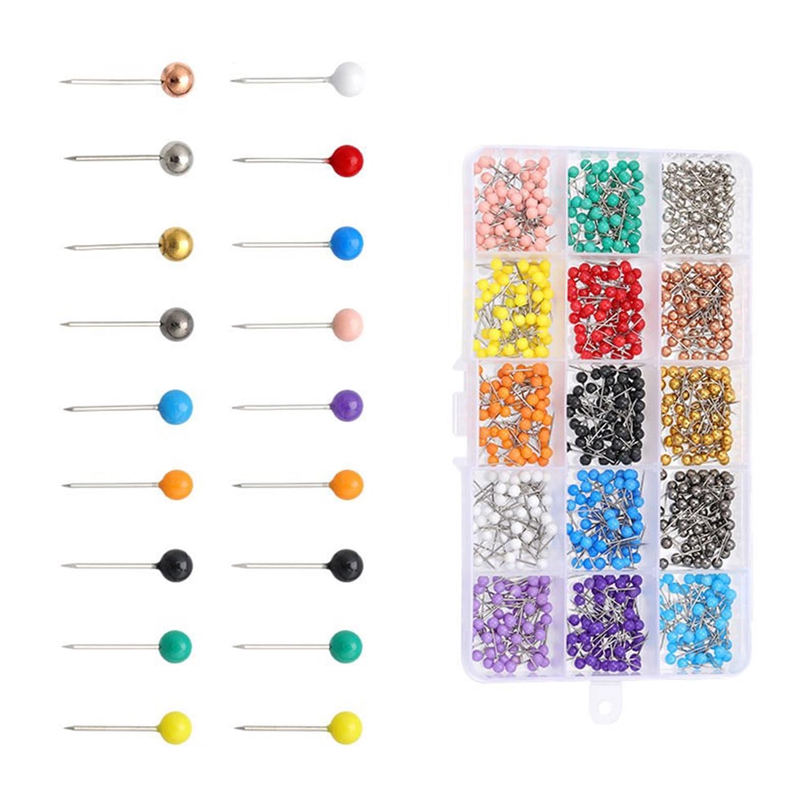 Tsophreniq 200/500 / 900Pcs Multicolored Sewing Positioning Pins 4mm Round Head Dressmaking for Dressmaking Quilting Project Sewing Positioning