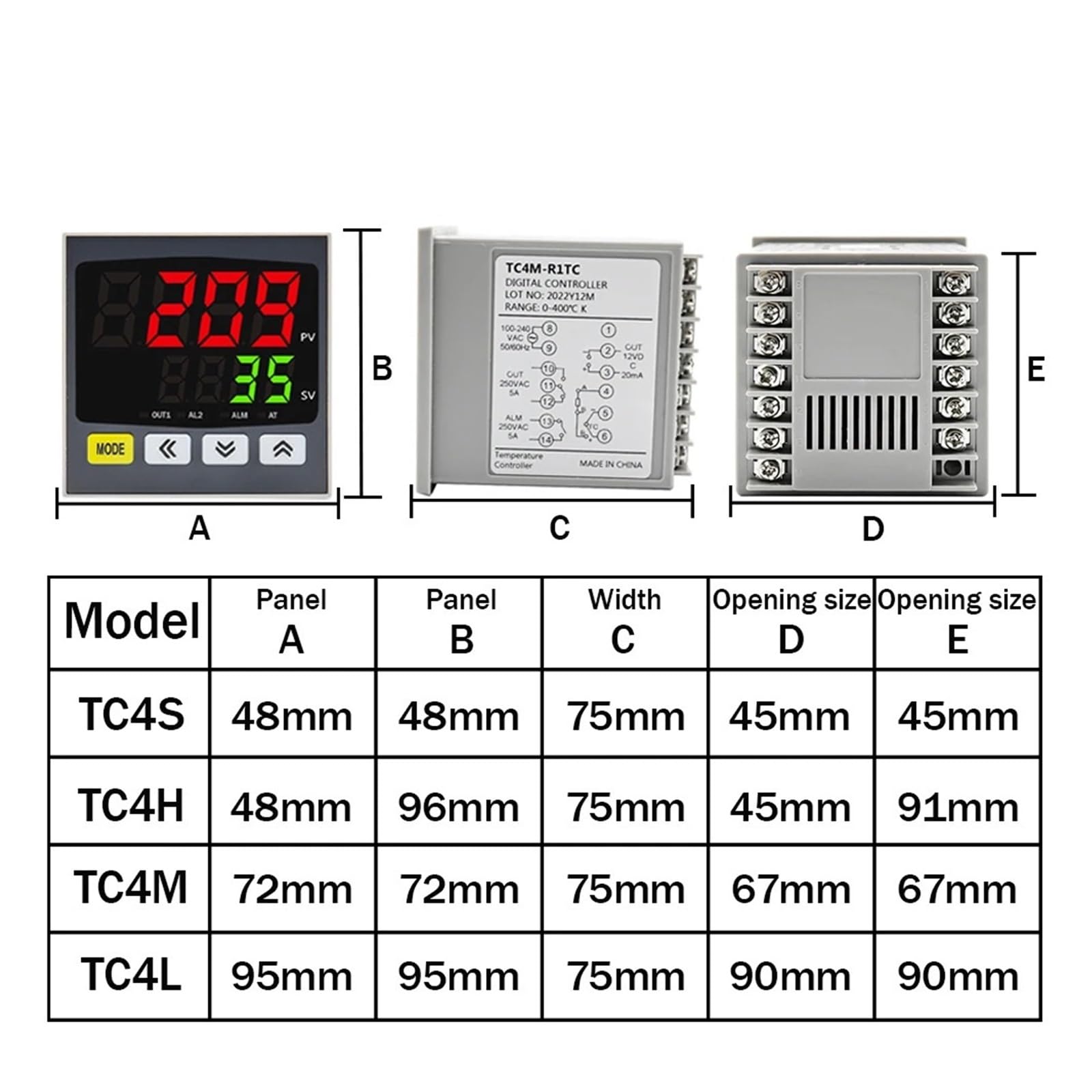 Termostato digital PID for calefacción y refrigeración, módulo de termostato con salida relé SSR, entrada 220 V(TC4M 40DA SR Cable)
