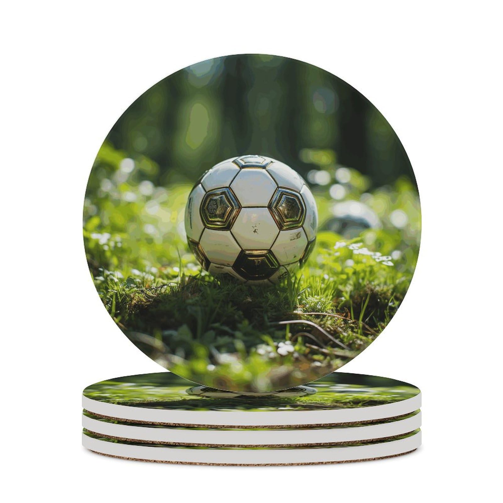 Dessous de verre rond imprimé football pour animer vos apéros et décorer votre table de salon