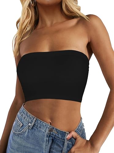 Tube Tops for Women Summer Crop Top Basic Casual Bandeau