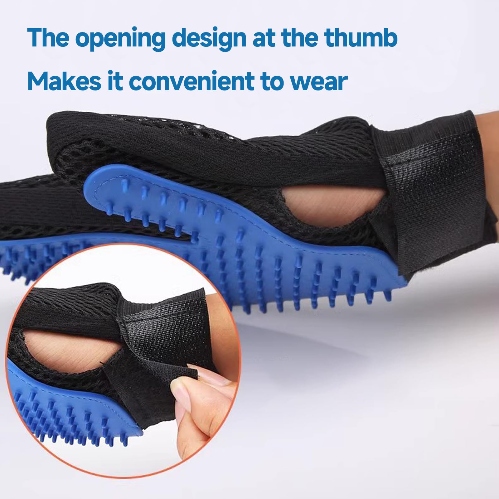 Pet Hair Removal Glove for Dogs & Cats, 2-in-1 Deshedding Brush & Massage Mitt - Grooming Gloves for Shedding Control, Bathing and Washing, Safe for Short/Long Hair Pets 2-Pack (Blue) - image 7