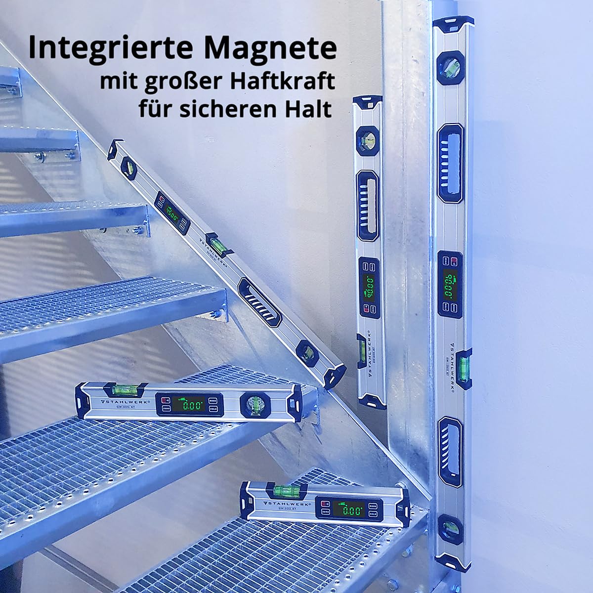 STAHLWERK Livella digitale DW-800 ST in alluminio con lunghezza 800 mm livella magnetica | livella magnetica | livella in alluminio | livella digitale | goniometro
