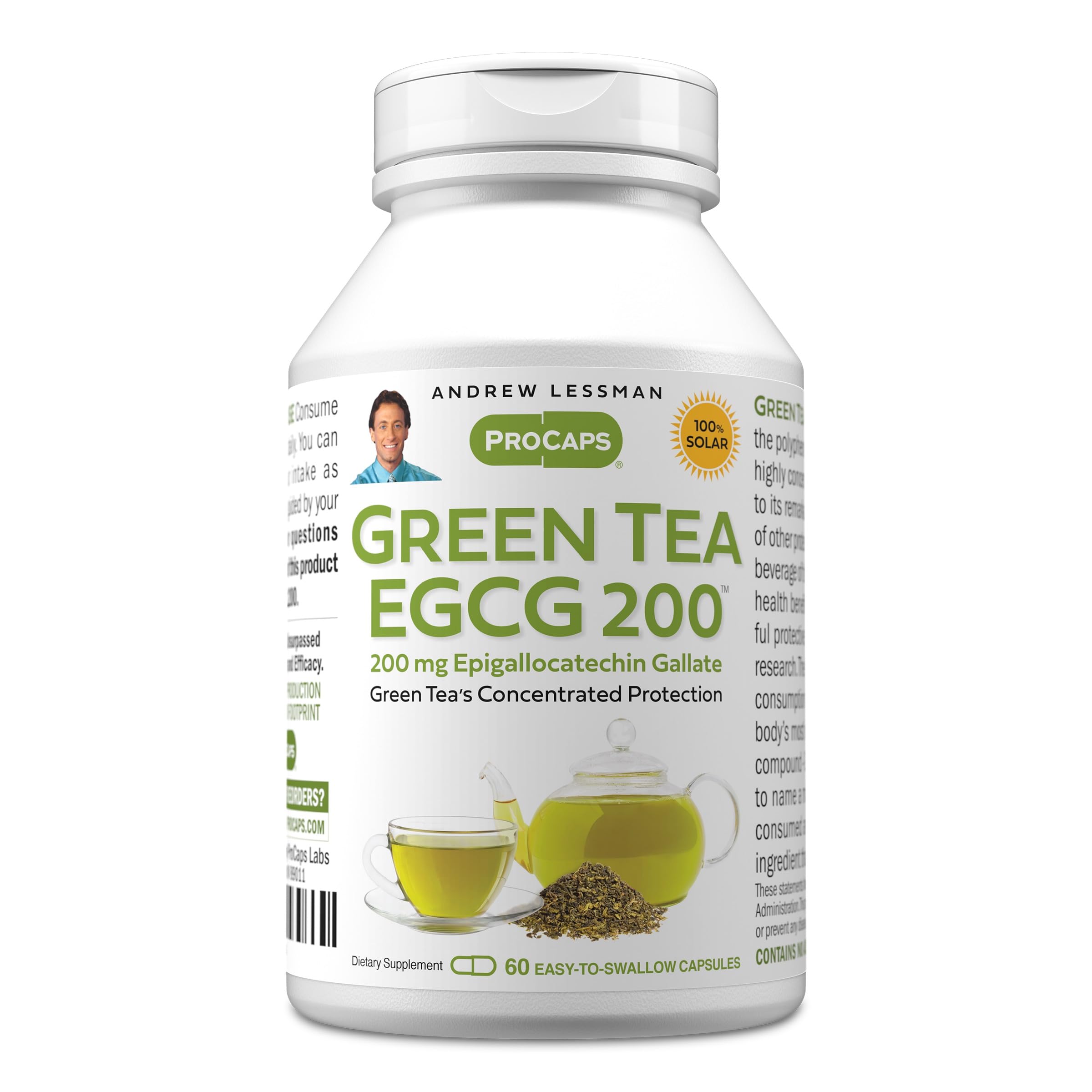 ANDREW LESSMAN Suplemento de Chá Verde EGCG 200 mg, 60 cápsulas
