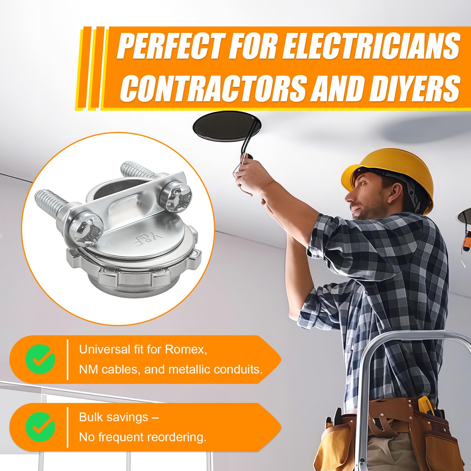 36 PCS 3/8" Cable Connectors for Romex/AC/MC/Flex, Zinc Alloy Wire Clamps — Amazon image 6