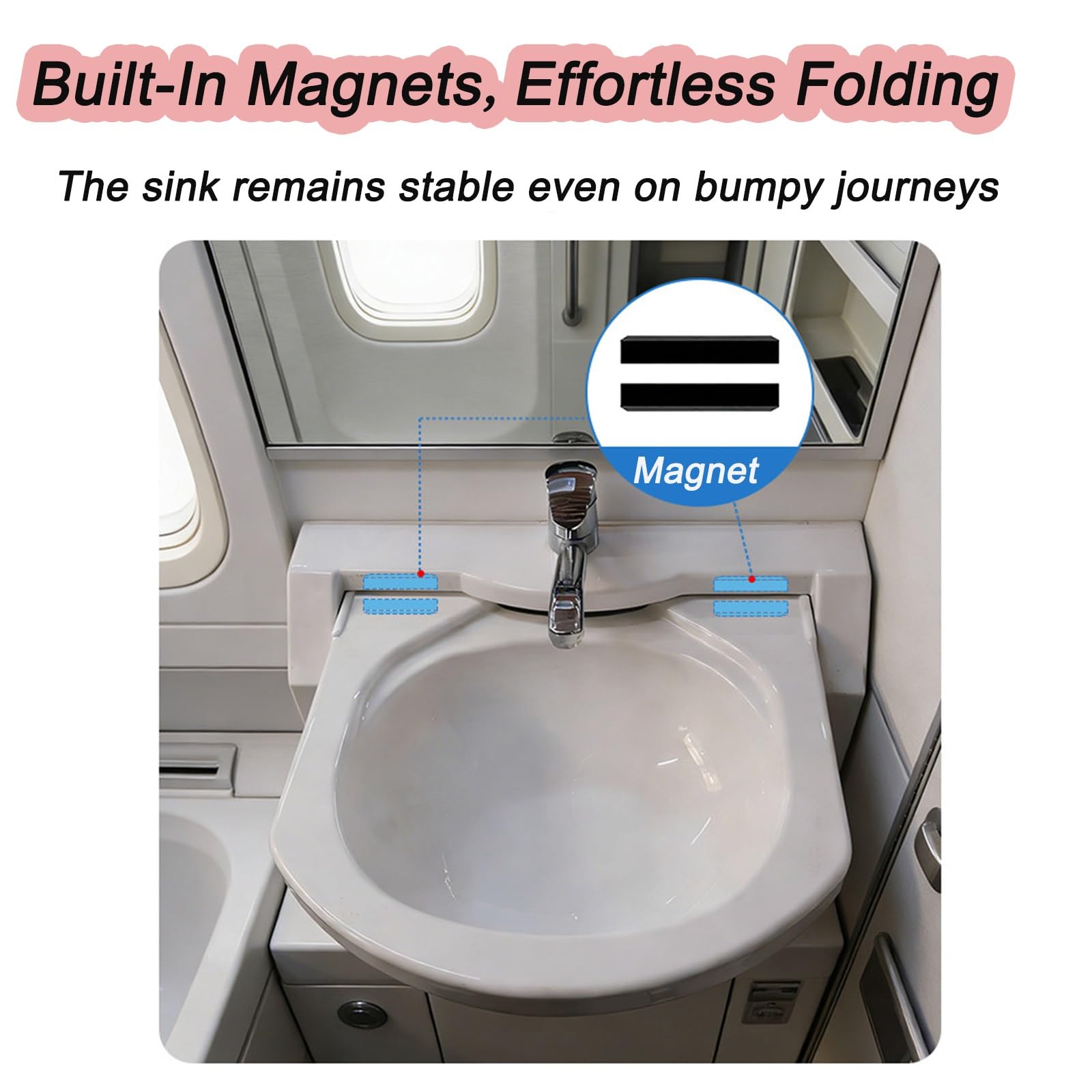 Fregadero Plegable Camping con Grifo de Agua Fría y Caliente, Fregadero Portatil Camping de Pared, Lavabo Caravana de Acrílico para Cocina de Caravana