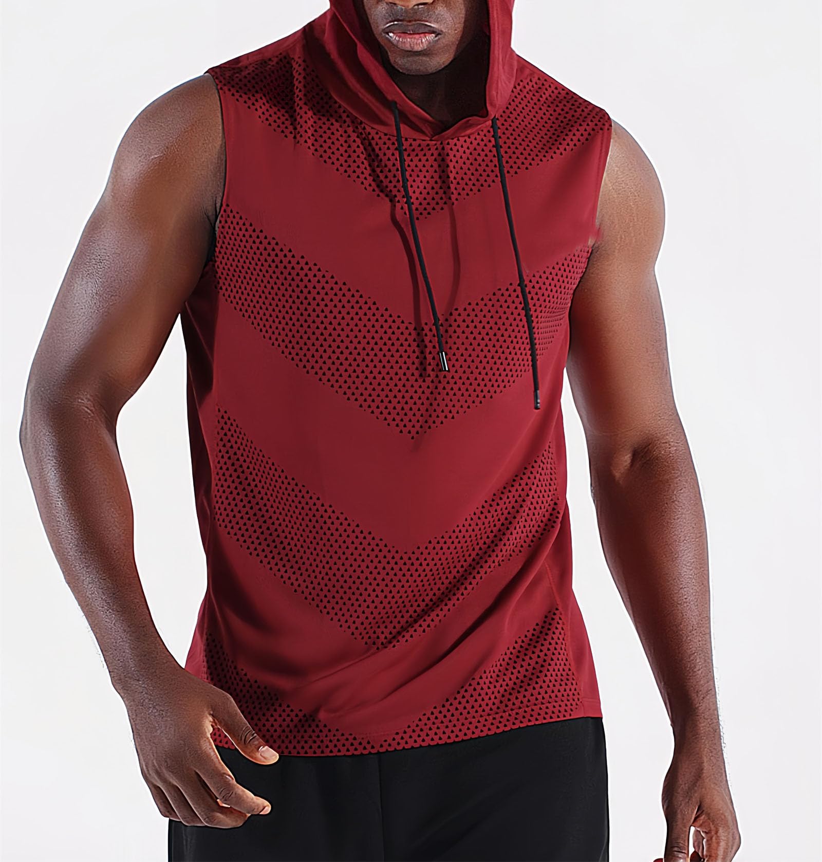 Generisch Convenientto - Pack de 3 camisetas de entrenamiento sin mangas con capucha, de secado rápido, para hombre, camisetas deportivas