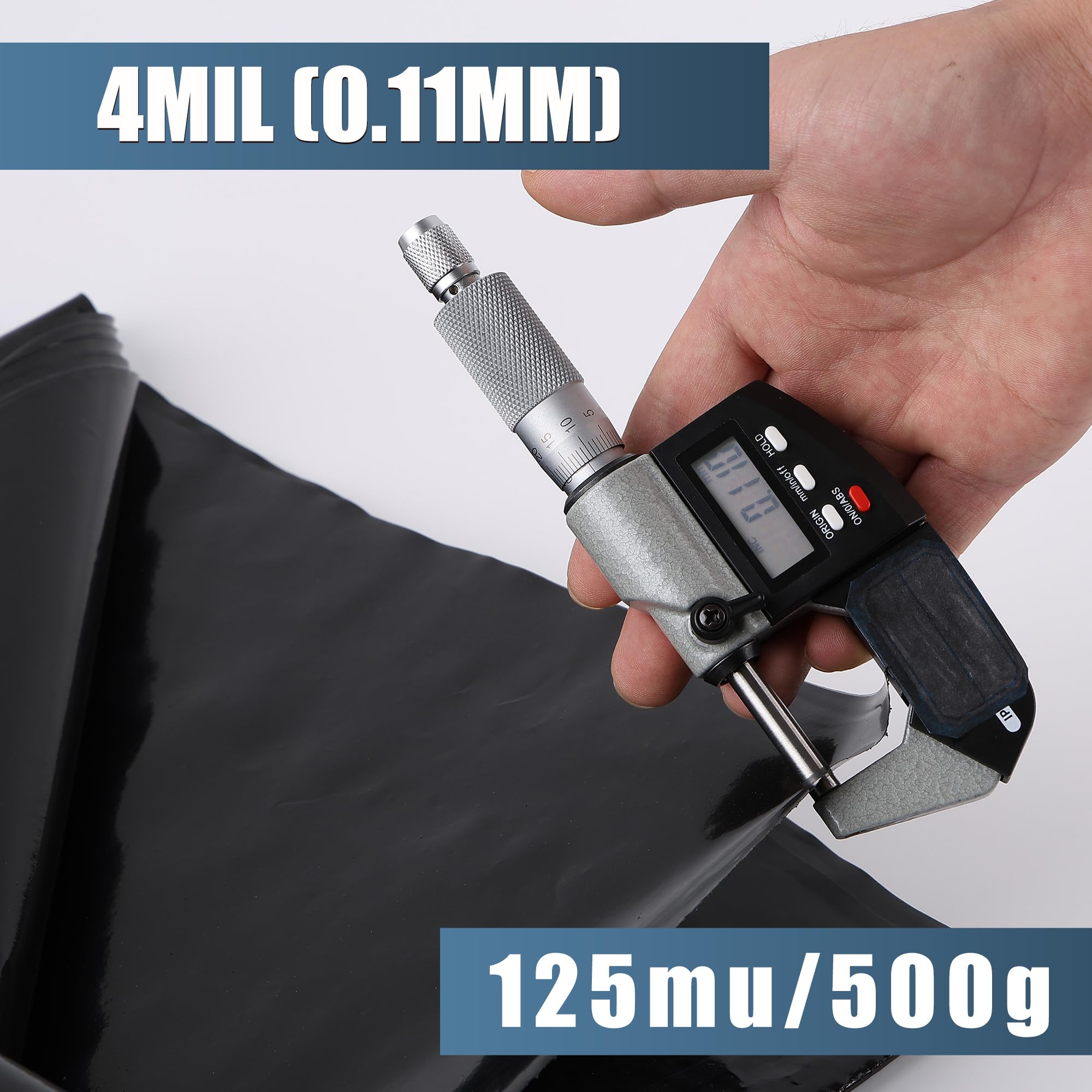 Bâche en Plastique polyéthylène Noir très épaisse de 4Mx5M (125Mu /500G) revêtement d'étang, bâche de Construction Robuste en Plastique imperméable Couverture de Sol Jardin Peinture