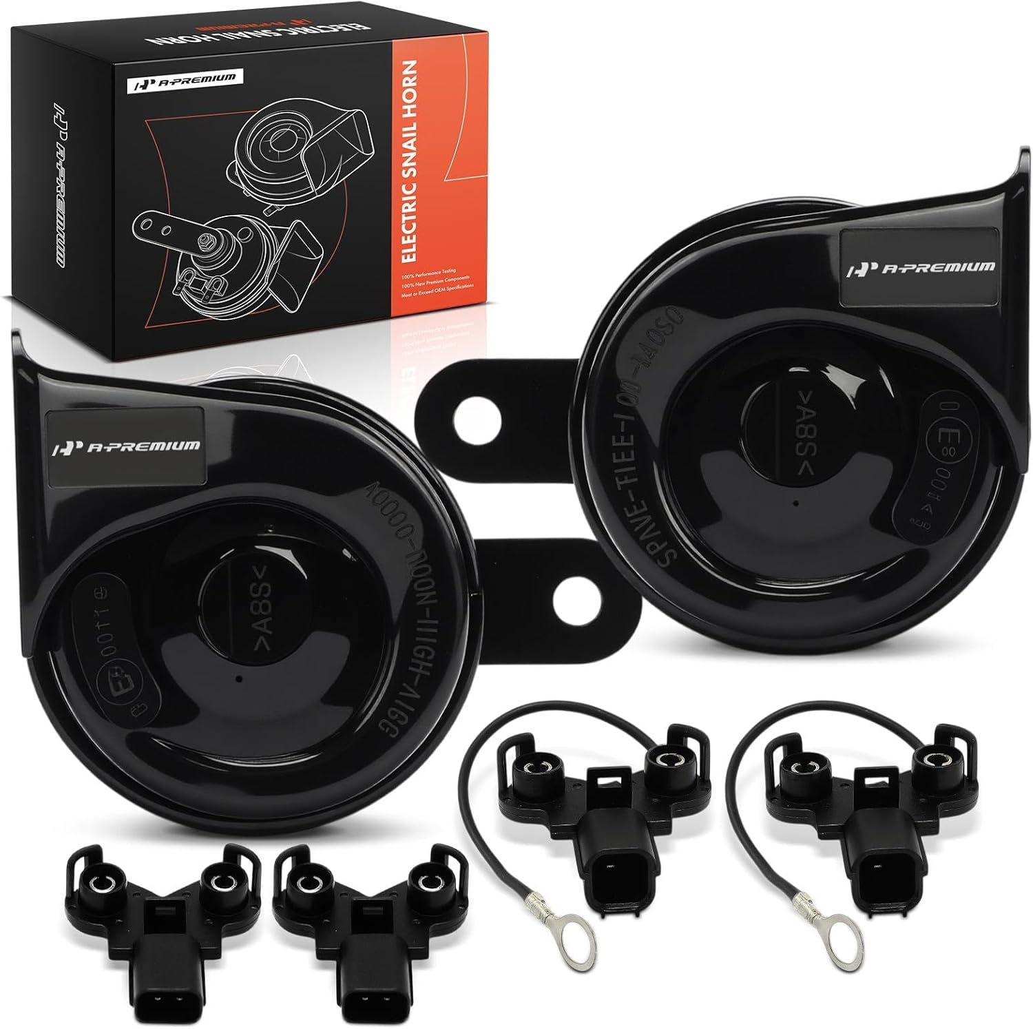 A-Premium 2 Pack Snail Horn Compatible with Honda CR-V CRV, Civic, Accord, Odyssey, Fit & Acura MDX, TSX, TL, RL, with 4 Wire Connectors