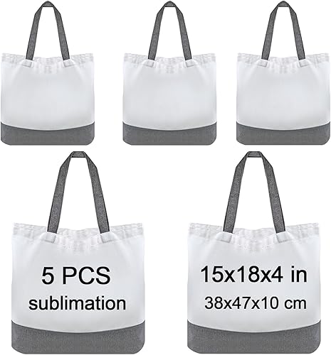 Miniatura 7 de OKBA 5 bolsas de sublimación, bolsas de poliéster para sublimación, bolsas de lona en blanco para manualidades y decoración de bricolaje de 15 x