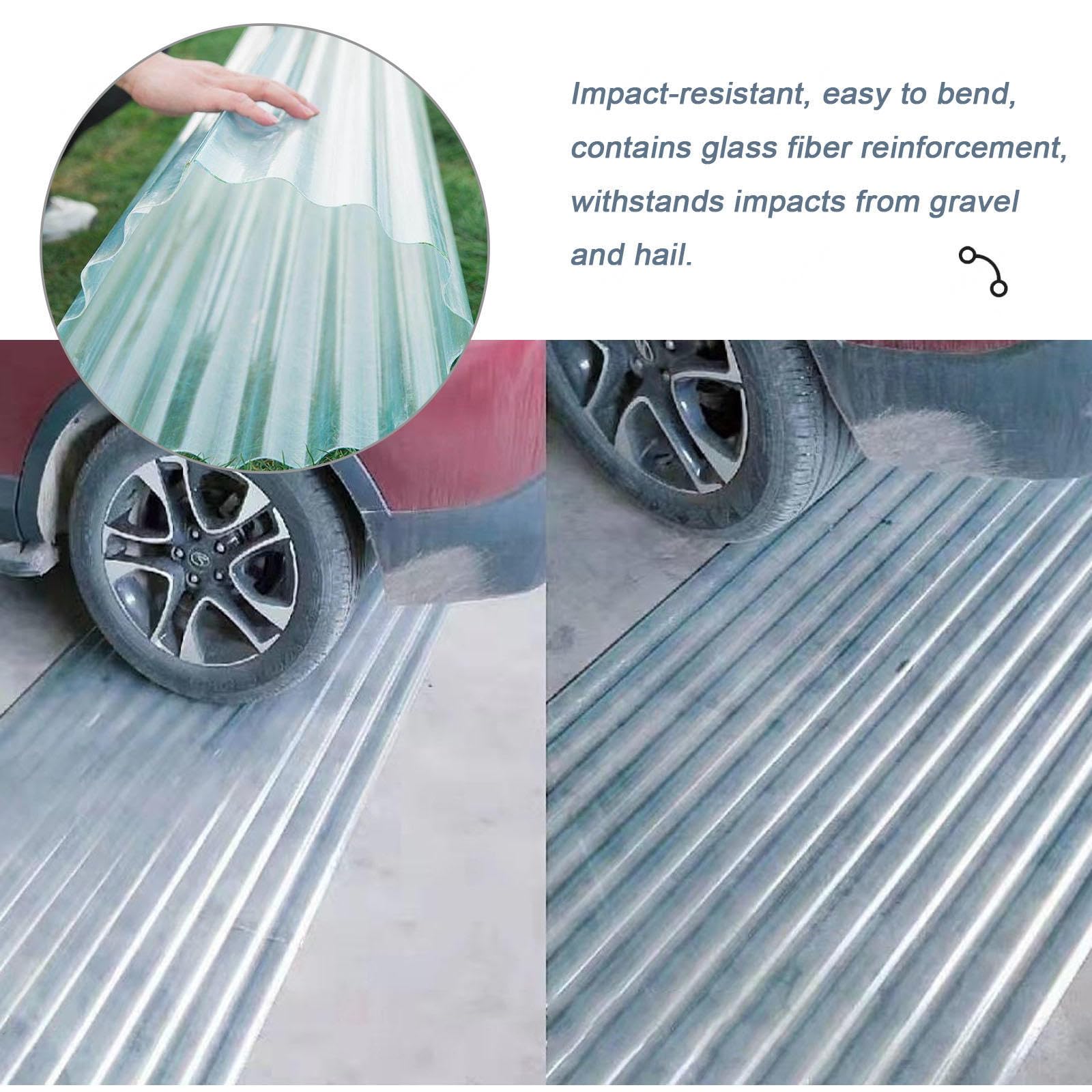 Láminas De Policarbonato Corrugado De Iluminación,Paneles Para Tejado De Plástico Transparente,Chapas Perfiladas Techo Impermeable,Hojas De Techo Silenciosas Autolimpiables,10Pcs-0.9x1.5m(35x59in)