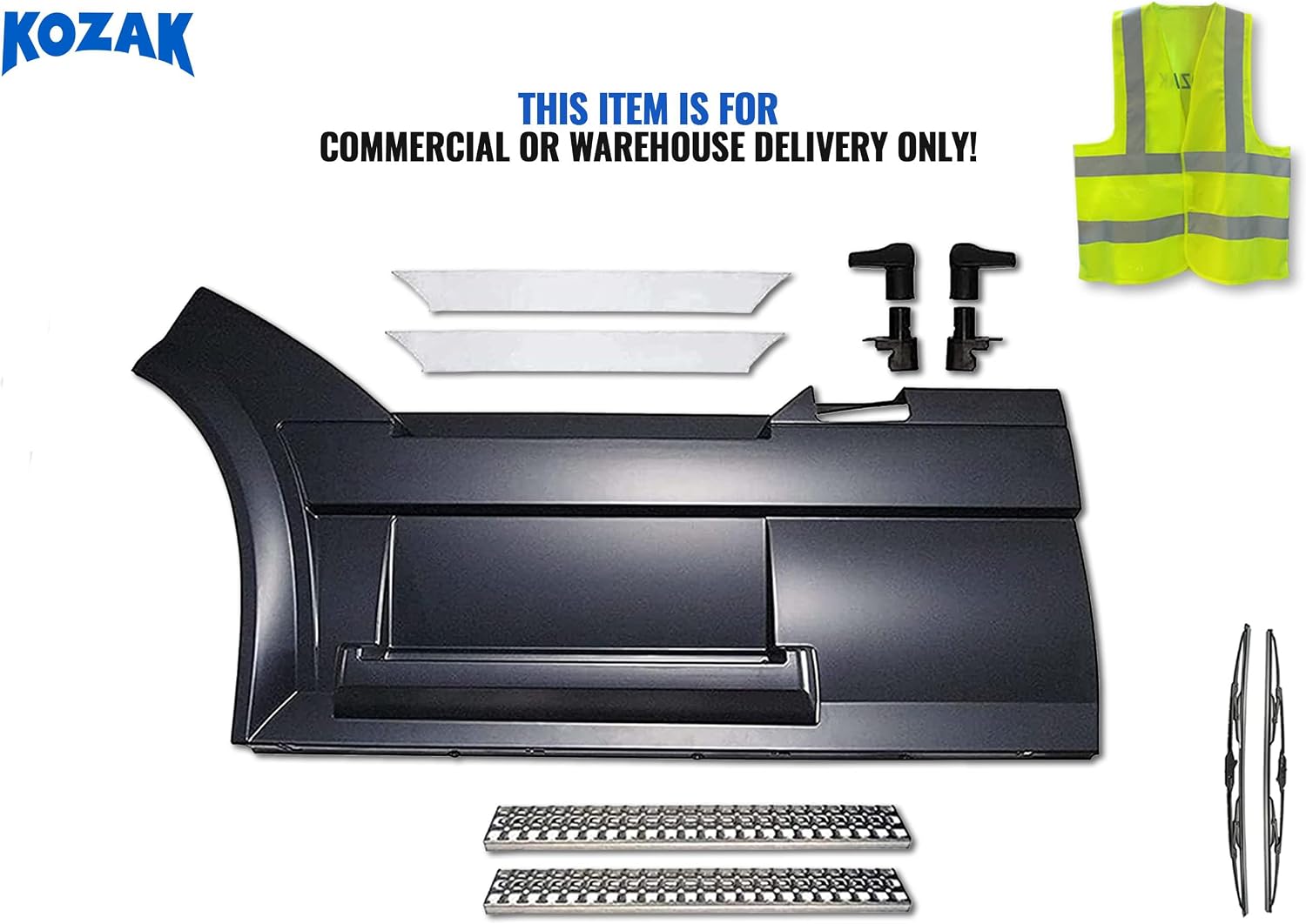 Kozak Front Step Fairing Panel Left Driver Side Compatible with Volvo VNL 2004-2017, Includes Fairing Handle, Steps, Trim for Upper Step (LH and RH), Logo, Wipers, and Vest