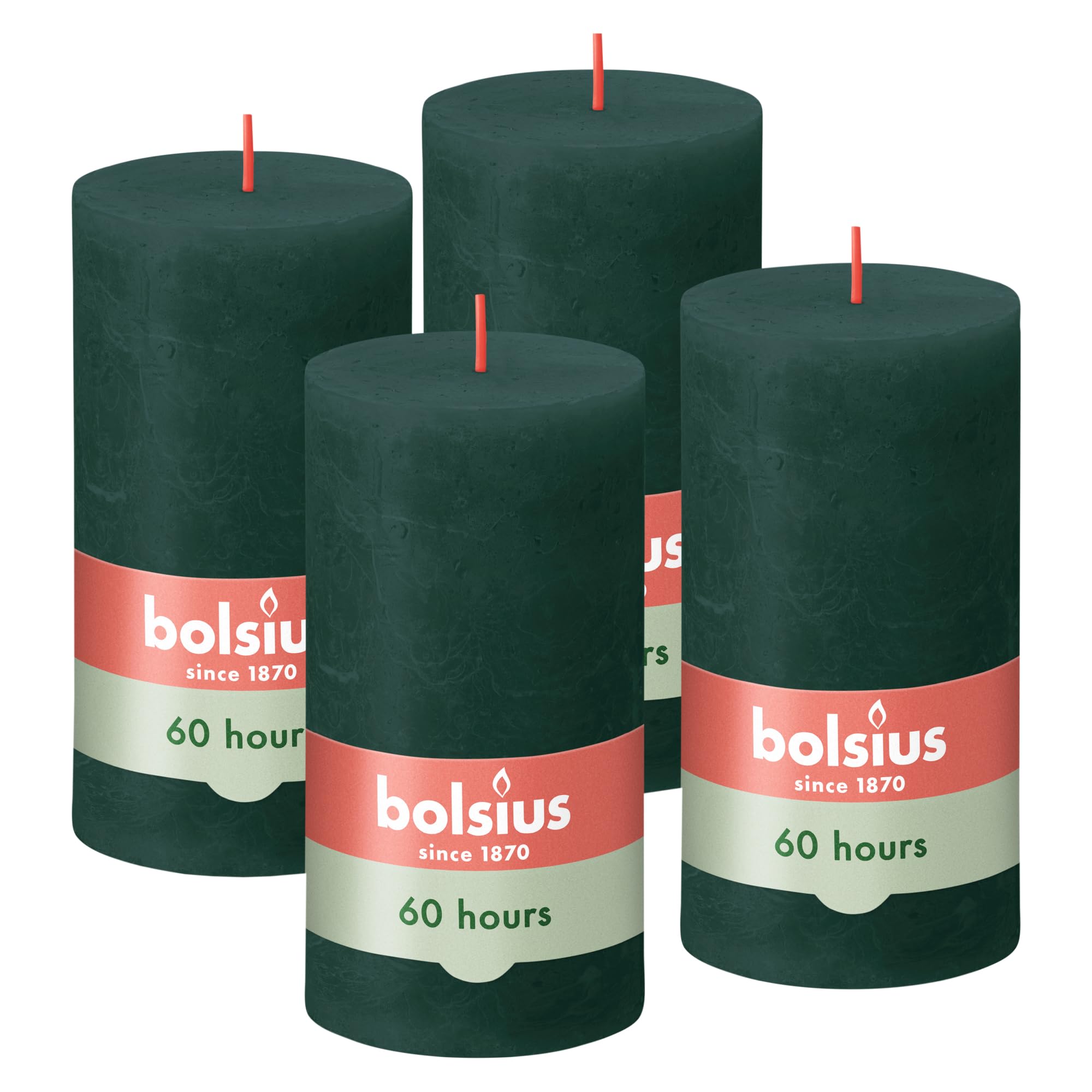 Bolsius - Rustic Candle - Green - 5.1 in - Pack of 4 - Decorative Candles - Palm Oil Free - with Natural Plant Wax