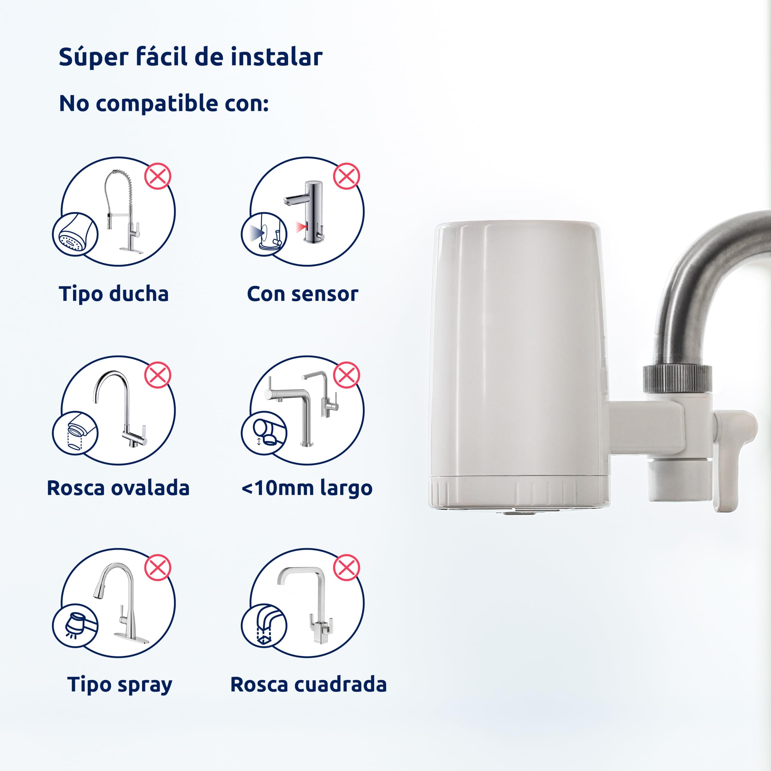 Tappwater Essential - Sistema de Filtración para grifo - Filtra cloro, sedimentos, oxido, nitratos, pesticidas y elimina mal sabor y olor. Filtro de agua para grifo