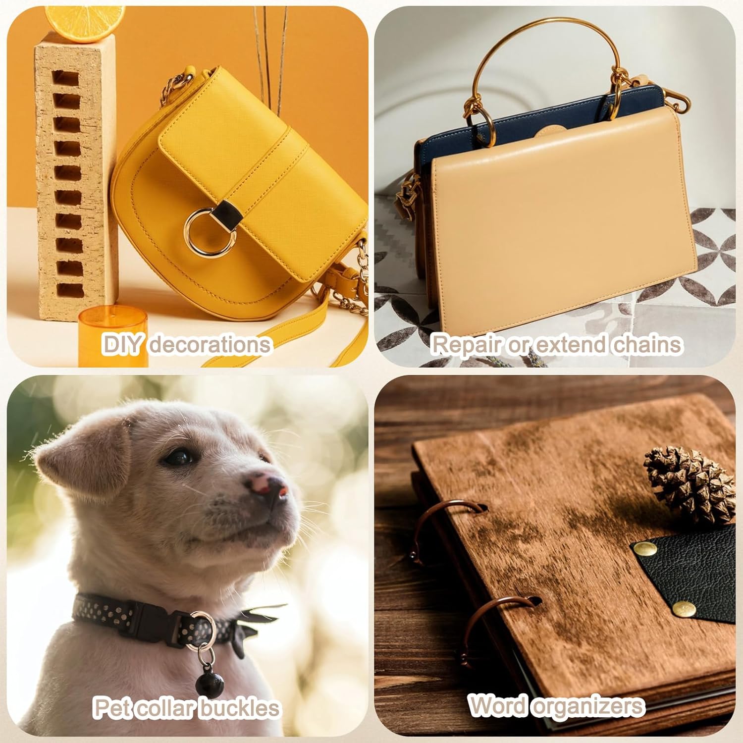 4Pcs Metal O Ring, 2 Inch Keychain Rings, Large Gold Key Rings, Carabiner Keysring Clip, Round Carabiner Clip, Flat Spring O-Ring for Purse Strap, Handbag, Key Chain Hooks Accessories - Image 7