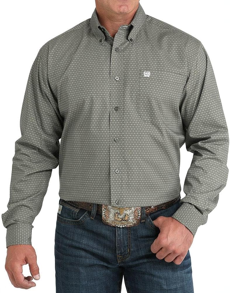 Cinch Men's Olive Diamond Print Shirt