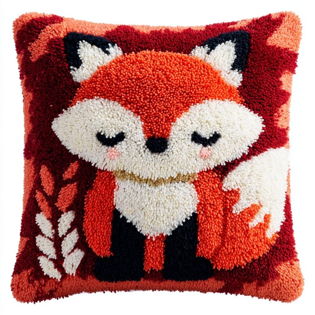 Taxpy Latch Hook Cushion Kits, Animal Pillow Case Rug Cover Beginner DIY Needlework Embroidery Kits Handmade Set 43 * 43cm