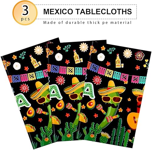 Miniatura 3 de PHOGARY 3 manteles de fiesta mexicana para decoración de fiestas mexicanas, mantel de chile, decoraciones de fiesta para fiesta, cumpleaños, noche