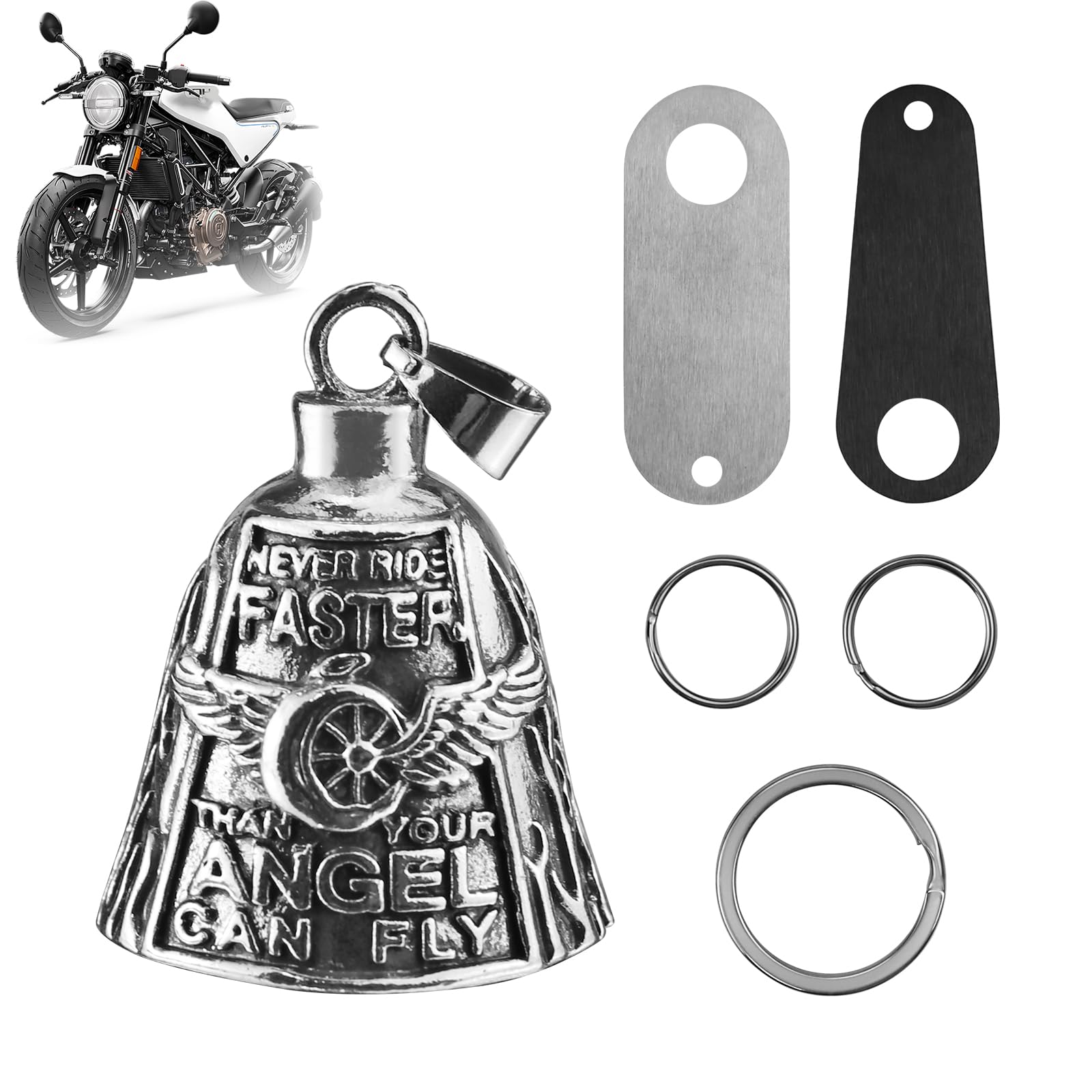 Guardian Bell Portafortuna Moto,Campanella Moto Guardian Bell Originale,Guardian Bell Moto,Campanella Moto Oleoso per Auto Elettriche Motos Biciclette Ecc (Argento)