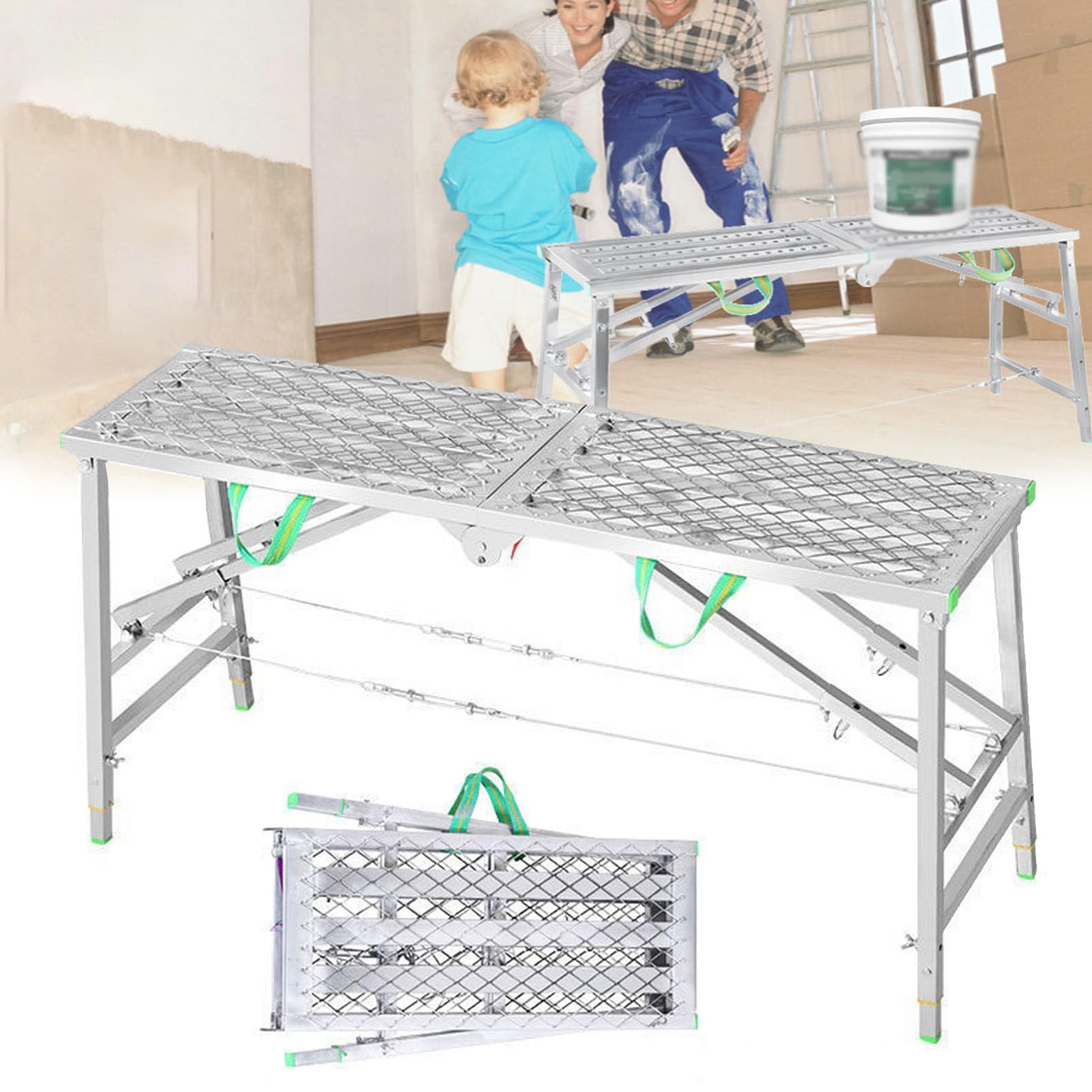 piattaforma di lavoro, Con altezza regolabile, 200 cm, piattaforma multiuso, banco da lavoro, scala a pioli for pulizia del soffitto, verniciatura, fai da te