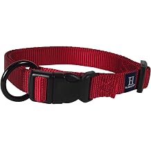Hamilton Adjustable Nylon Dog Collar for Small Medium Large Dogs, Red, 1" Wide x 18-26" Neck