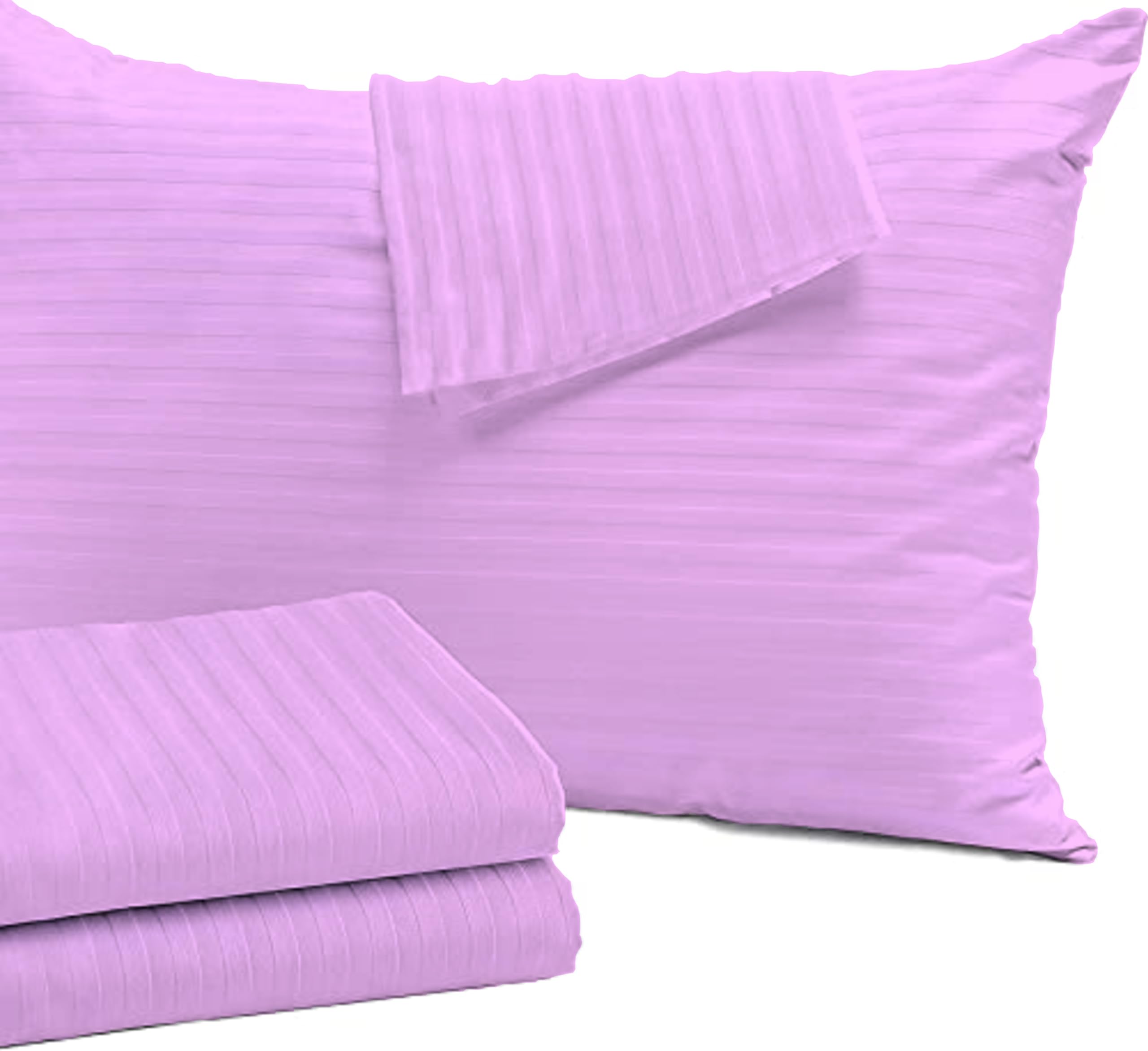 COMFORT LIFE 210TC Cotton Pillow Cover Set of 2 Pieces, Standard Size - 18inch X 28inch, Pink Color | Striped Pillow Cases | Ultra Soft Satin Stripe Pillow Covers.