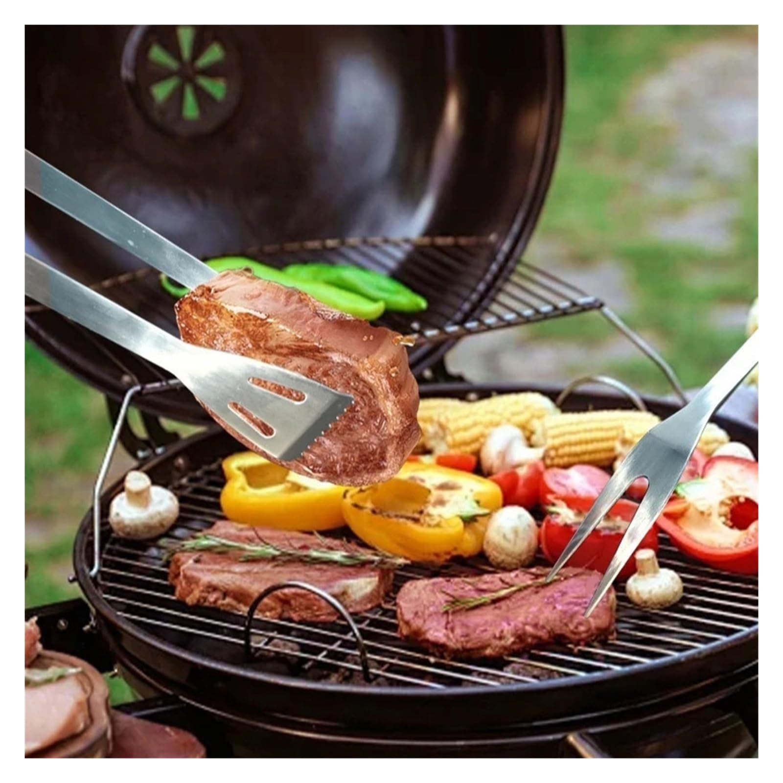 Ensemble d'accessoires for Barbecue, Kit d'ustensiles en Acier Inoxydable avec Sac, Outils Pratiques Portables for l'extérieur(3 Pieces Set)
