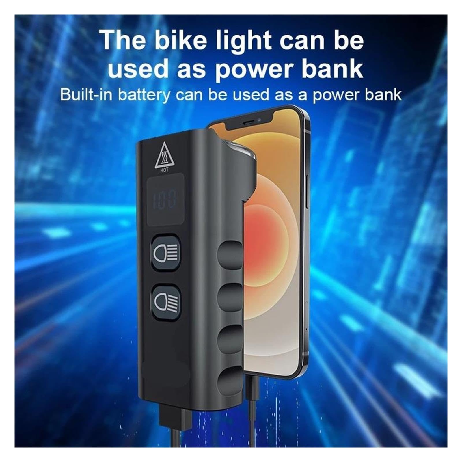 1 luz Delantera for Bicicleta de 2400 lúmenes y 6400 mAh.