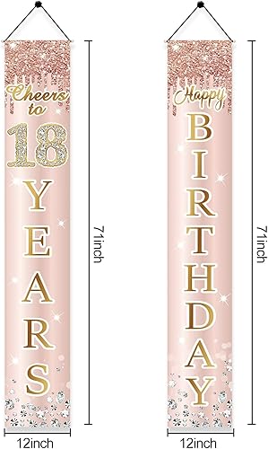 Miniatura 6 de Cartel de feliz cumpleaños número 18 para niñas, decoración de fondo de fiesta de cumpleaños de 18 años, decoración temática de cumpleaños de