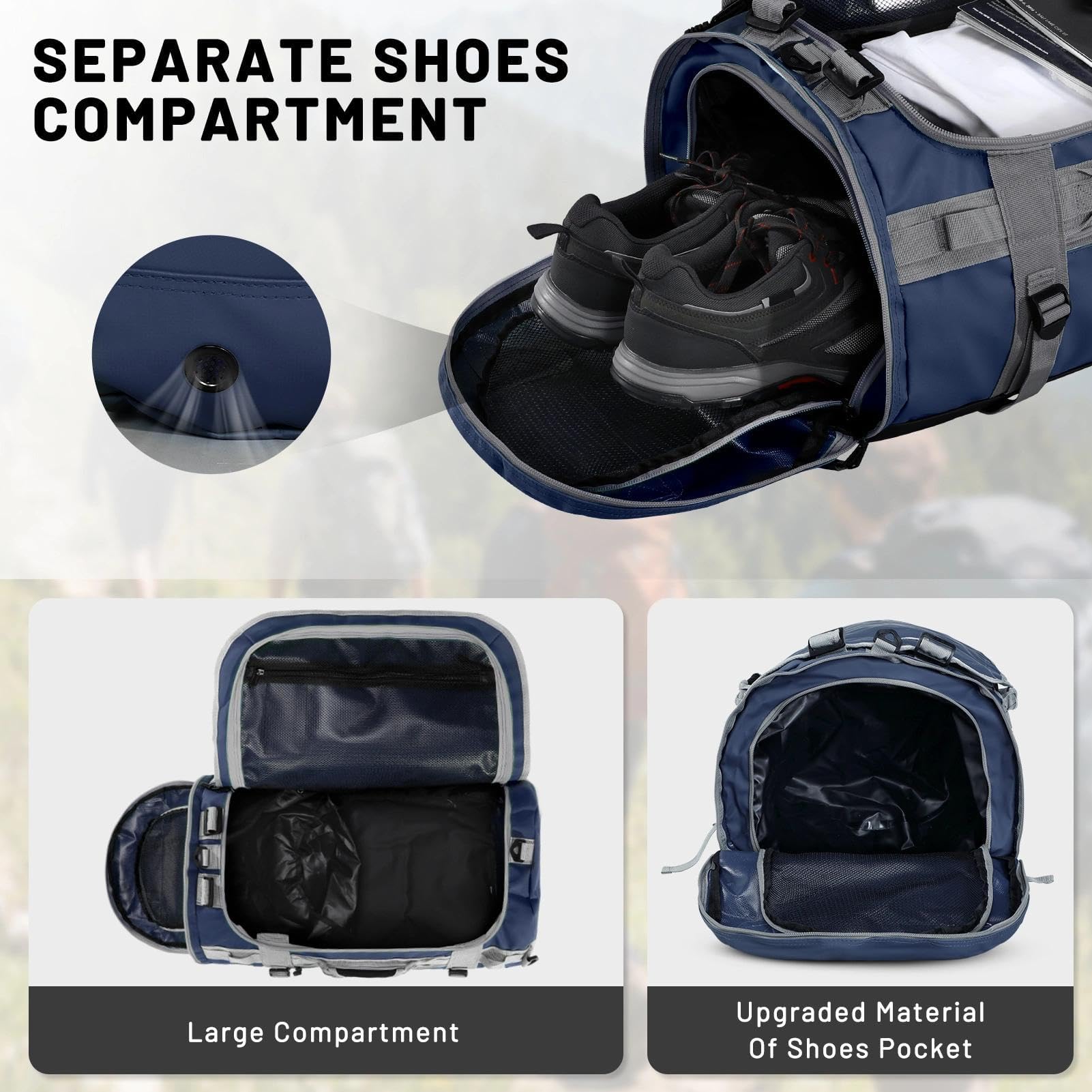 MIER Zaino Sportivo da Viaggio Large Duffel Zaino Sportivo con Scomparto per Scarpe Convertibile in Zaino, Impermeabile