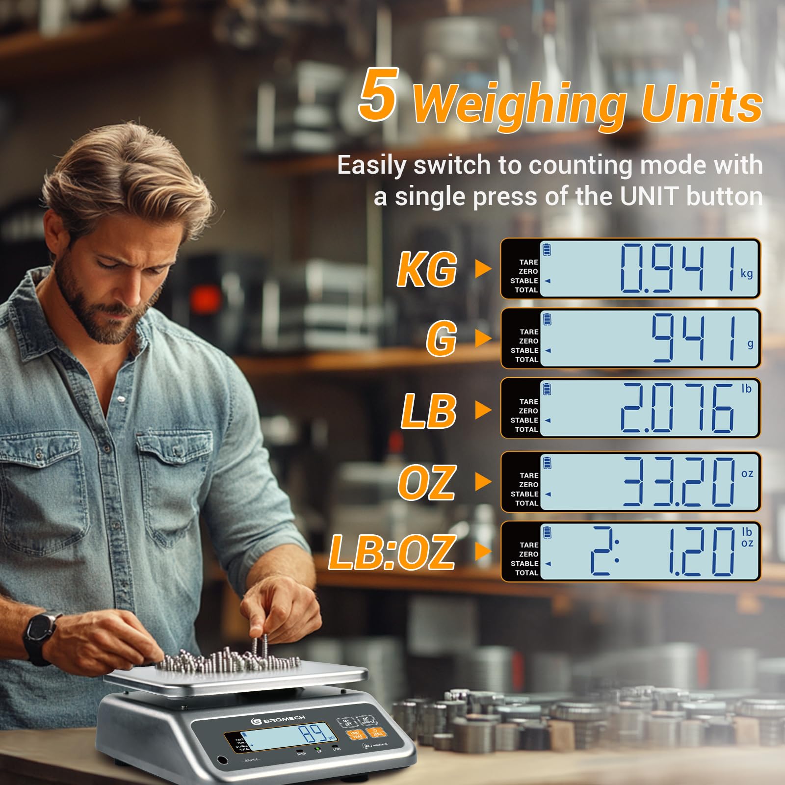 Lebensmittelwaage Pfund und Unzen, wiederaufladbar, kommerzielle Qualität, Edelstahl-Plattform, für Fleischladen, Delikatessen, Produktmarkt (30 kg)