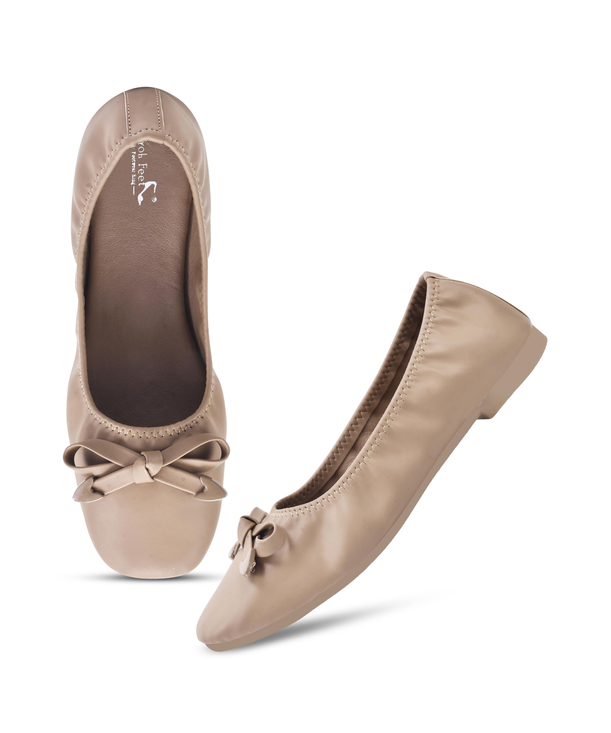 Froh Feet Women’s Bow Detail Ballerina Flats with Rocker Soles & Toning Comfort-picture-36
