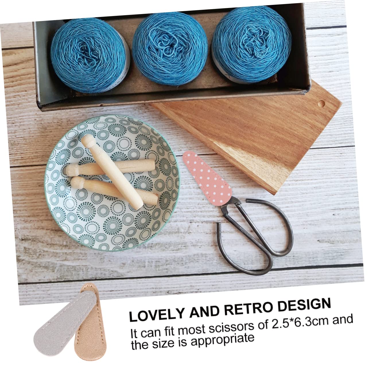 HAPINARY Scissors Protection Cover PU Cover for Scissors Set of 5 Elegant Dot Design