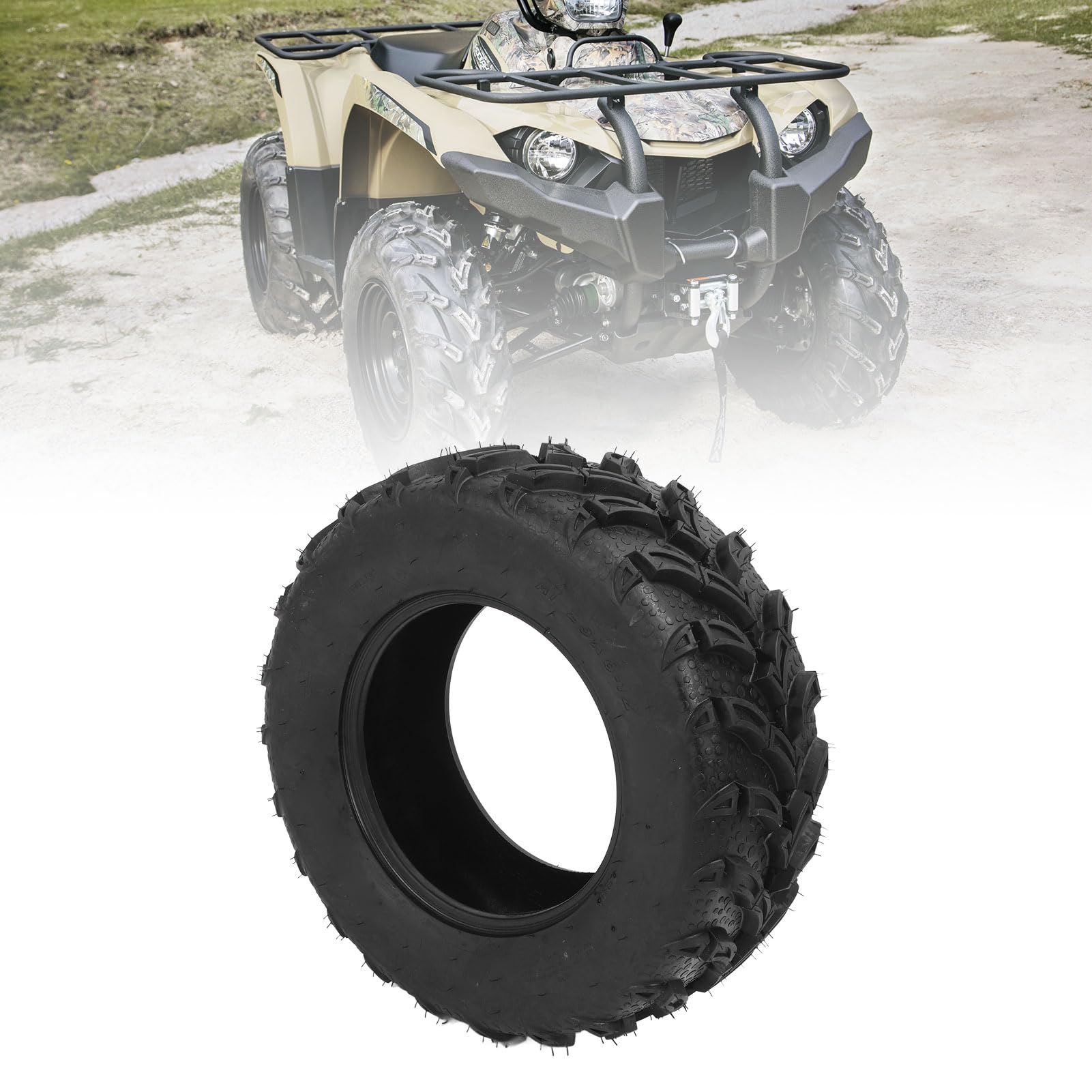 25x8-12 ATV-Reifen, Alle Terrain Wheel Tire 6 Ply, 25 Zoll Ersatzreifen für Sportsman Ace Grizzly Rhino Quad Master, mit Profiltiefe 21 Mm, Gerilltes Design, überlegenes