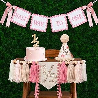 1/2 Birthday Girl Half Way to One baby girl 6 Months Decorations Banner