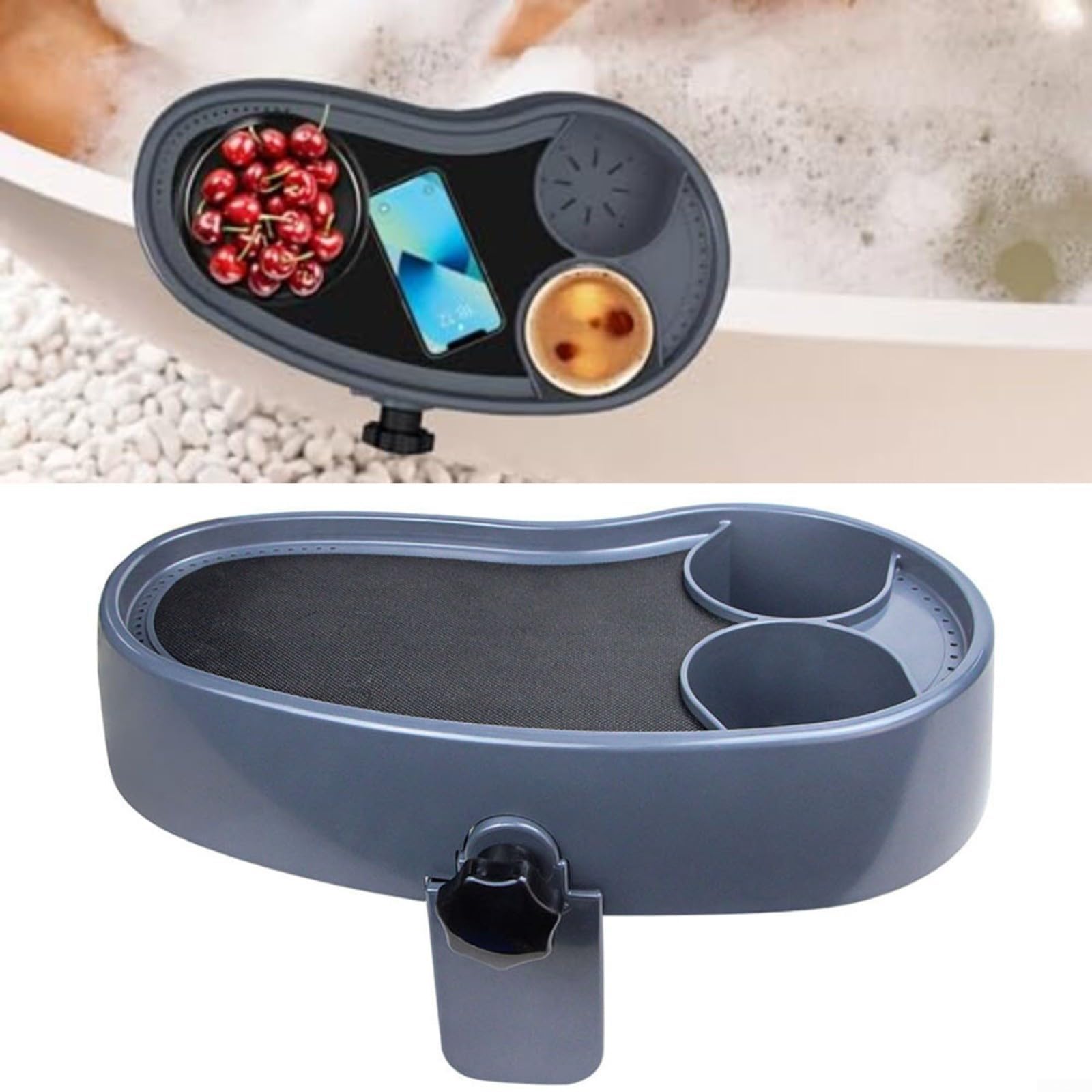 Taca do wanny spa, regulowana taca na wannę z uchwytami na napoje, antypoślizgowa, do powierzchni z tworzywa ABS, boczny pojemnik do relaksu przy basenie, 40 cm, czarna