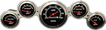 Dolphin Gauges Universal 5 Gauge Dash Cluster Panel Set Mechanical Black