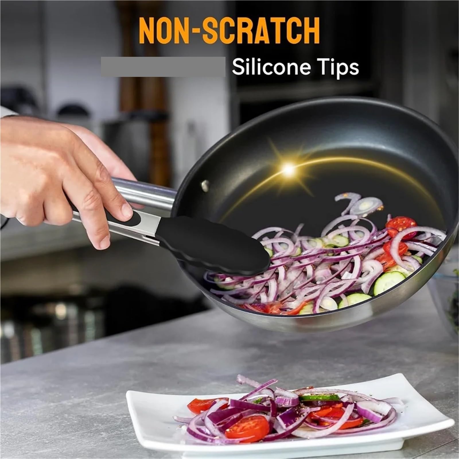 Pinze Da Cucina 3 pz/set Silicone BBQ Grigliare Pinze Cucina Cottura Insalata Pane Servire Tong Antiaderente Barbecue Clip Morsetto Strumenti In Acciaio Inox Gadget